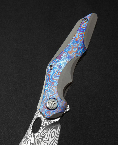 Bestech Nogard BT2105G Damascus Blade Titanium+Timascus Inlay Handle Frame Lock Folding Knife