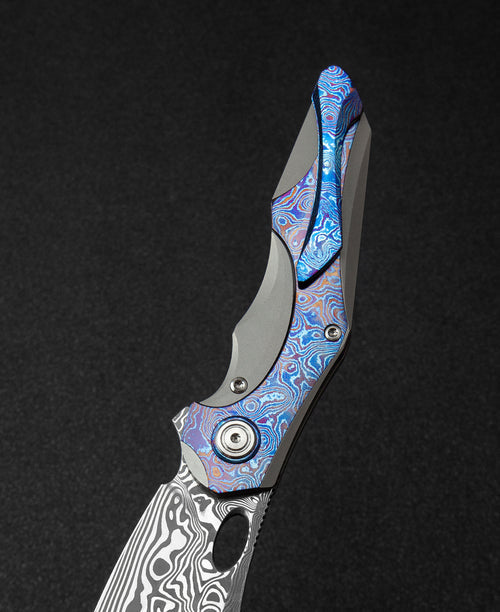 Bestech Nogard BT2105G Damascus Blade Titanium+Timascus Inlay Handle Frame Lock Folding Knife