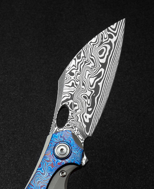Bestech Nogard BT2105H Damascus Blade Red Copper Titanium+Timascus Inlay Handle Frame Lock Folding Knife