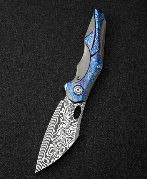 Bestech Nogard BT2105H Damascus Blade Red Copper Titanium+Timascus Inlay Handle Frame Lock Folding Knife