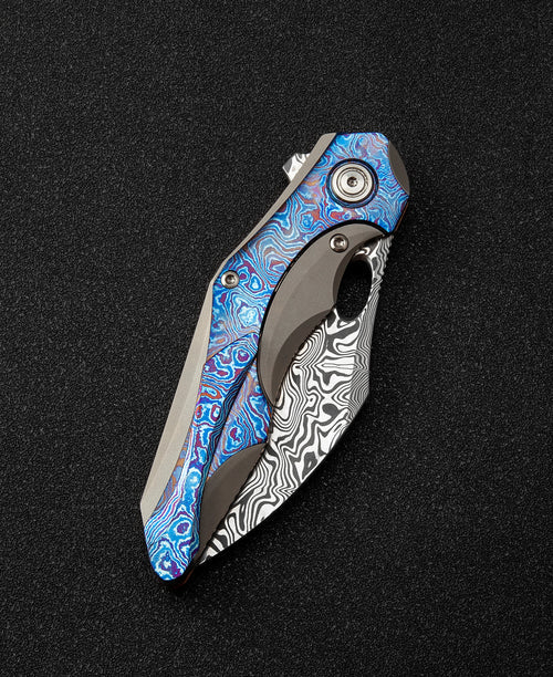Bestech Nogard BT2105H Damascus Blade Red Copper Titanium+Timascus Inlay Handle Frame Lock Folding Knife