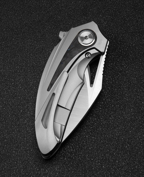 Bestech Nuke BT2107A M390 Blade Titanium+Black Blue Carbon Fiber Inlay Handle Frame Lock Folding Knife