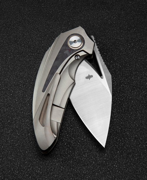 Bestech Nuke BT2107B M390 Blade Titanium+Black Red Marble Carbon Fiber Inlay Handle Frame Lock Folding Knife