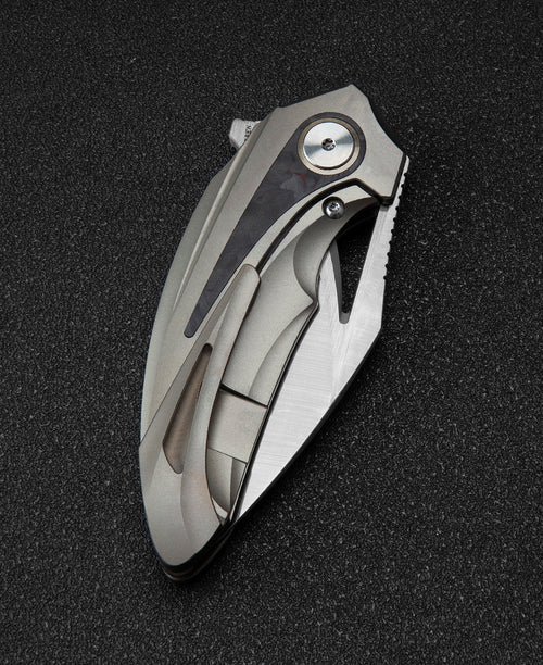 Bestech Nuke BT2107B M390 Blade Titanium+Black Red Marble Carbon Fiber Inlay Handle Frame Lock Folding Knife