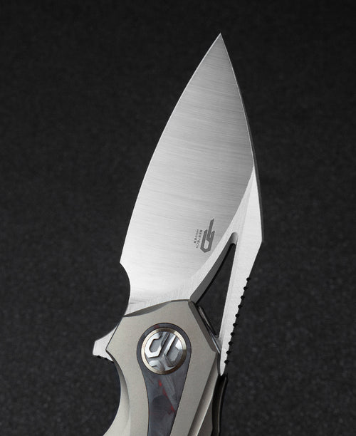 Bestech Nuke BT2107B M390 Blade Titanium+Black Red Marble Carbon Fiber Inlay Handle Frame Lock Folding Knife