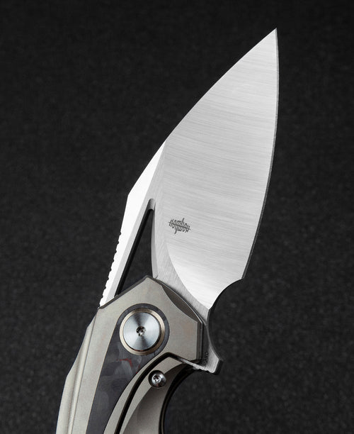 Bestech Nuke BT2107B M390 Blade Titanium+Black Red Marble Carbon Fiber Inlay Handle Frame Lock Folding Knife