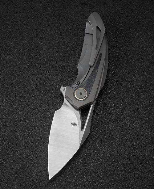Bestech Nuke BT2107C M390 Blade Titanium+Black Red Marble Carbon Fiber Inlay Handle Frame Lock Folding Knife