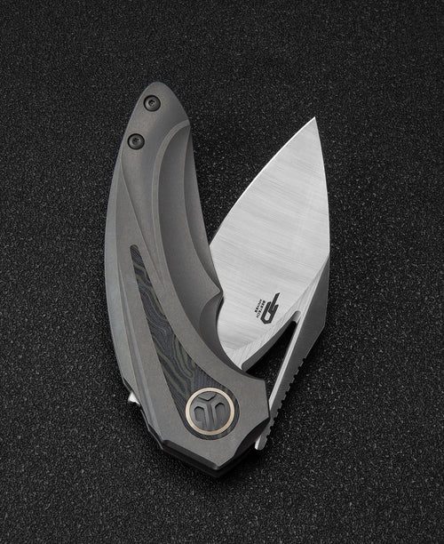 Bestech Nuke BT2107C M390 Blade Titanium+Black Red Marble Carbon Fiber Inlay Handle Frame Lock Folding Knife