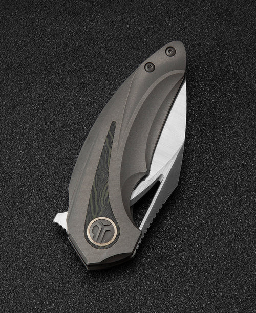 Bestech Nuke BT2107C M390 Blade Titanium+Black Red Marble Carbon Fiber Inlay Handle Frame Lock Folding Knife