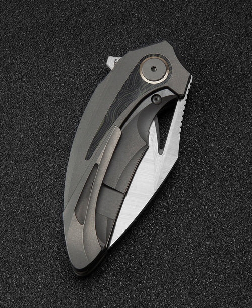 Bestech Nuke BT2107C M390 Blade Titanium+Black Red Marble Carbon Fiber Inlay Handle Frame Lock Folding Knife