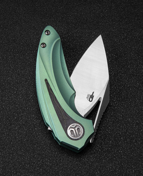 Bestech Nuke BT2107D M390 Blade Titanium+Black Green G10 Handle Frame Lock Folding Knife