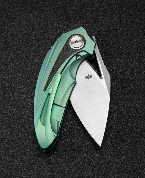 Bestech Nuke BT2107D M390 Blade Titanium+Black Green G10 Handle Frame Lock Folding Knife