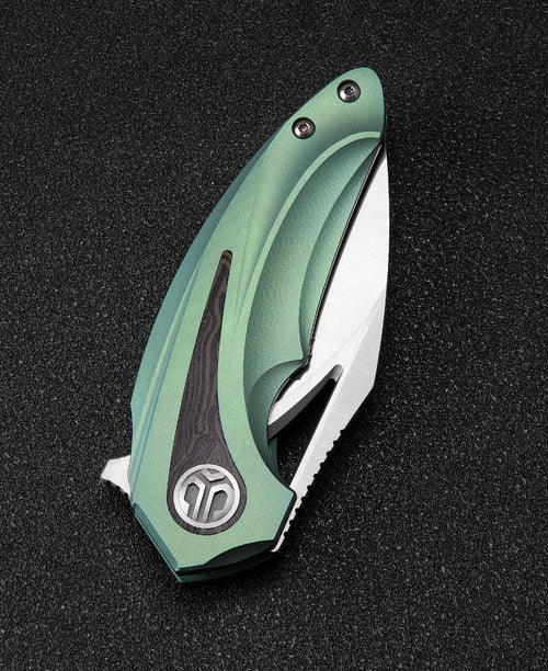 Bestech Nuke BT2107D M390 Blade Titanium+Black Green G10 Handle Frame Lock Folding Knife