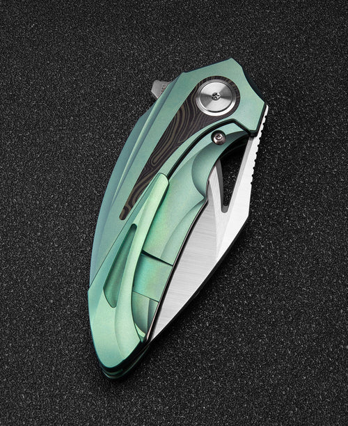 Bestech Nuke BT2107D M390 Blade Titanium+Black Green G10 Handle Frame Lock Folding Knife