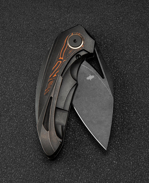 Bestech Nuke BT2107E M390 Blade Titanium+Black Orange G10 Handle Frame Lock Folding Knife