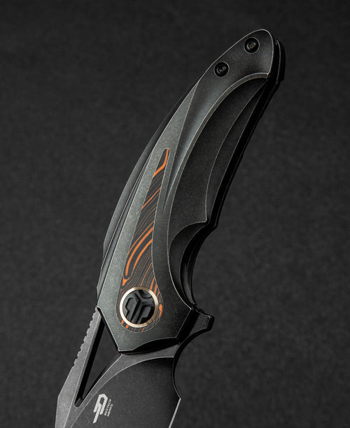 Bestech Nuke BT2107E M390 Blade Titanium+Black Orange G10 Handle Frame Lock Folding Knife