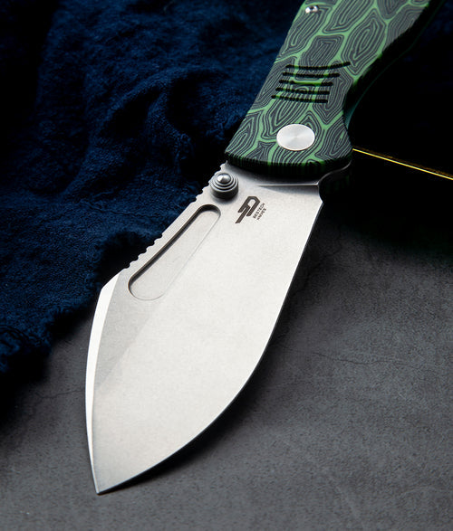 Bestech Lockness BT2205A M390 Blade Black Green G10+Titanium Handle Frame Lock Folding Knife
