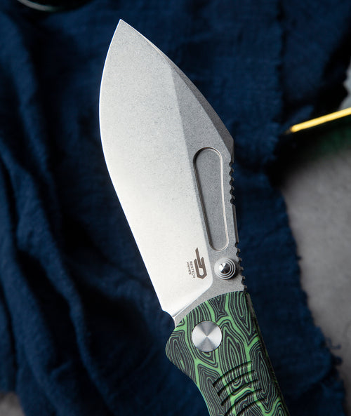 Bestech Lockness BT2205A M390 Blade Black Green G10+Titanium Handle Frame Lock Folding Knife