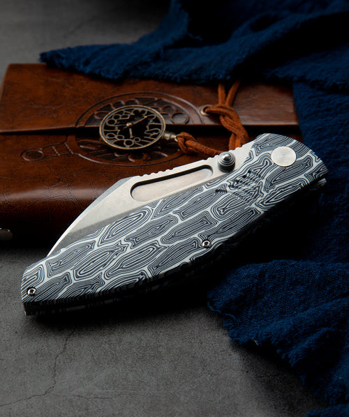 Bestech Lockness BT2205B M390 Blade Black White G10+Titanium Handle Frame Lock Folding Knife