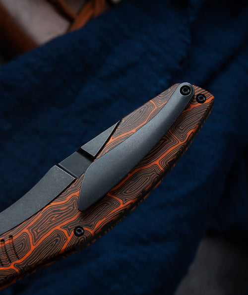 Bestech Lockness BT2205C M390 Blade Black Orange G10+Titanium Handle Frame Lock Folding Knife