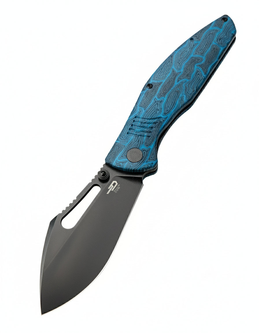 Bestech Lockness BT2205D M390 Blade Black Blue G10+Titanium Handle Frame Lock Folding Knife