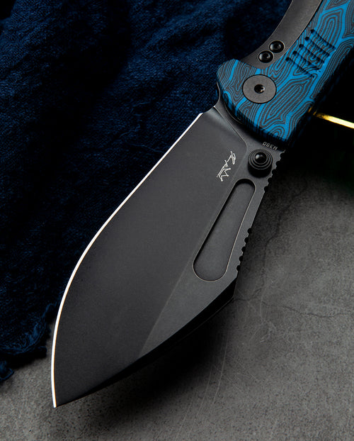 Bestech Lockness BT2205D M390 Blade Black Blue G10+Titanium Handle Frame Lock Folding Knife