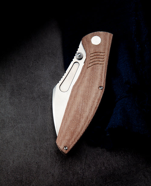 Bestech Lockness BT2205E M390 Blade Canvas Micarta+Titanium Handle Frame Lock Folding Knife