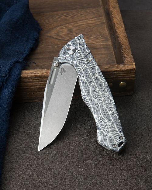 Bestech Keen II BT2301C CPM-S35VN Blade Black white G10+Titanium Handle Frame Lock Folding Knife