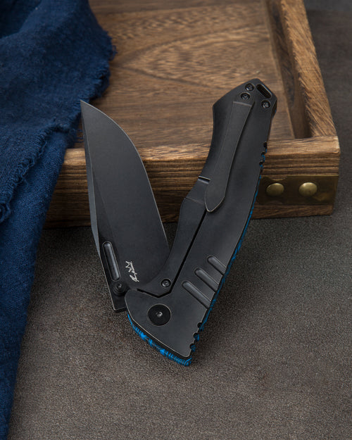 Bestech Keen II BT2301D CPM-S35VN Blade Black blue G10+Titanium Handle Frame Lock Folding Knife