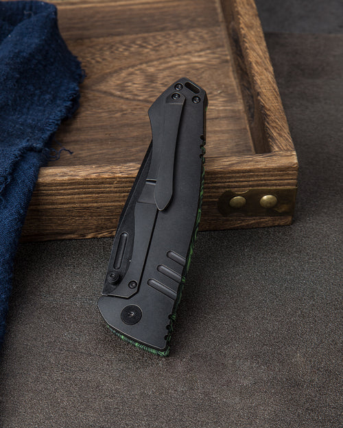 Bestech Keen II BT2301E CPM-S35VN Blade Black Green G10+Titanium Handle Frame Lock Folding Knife