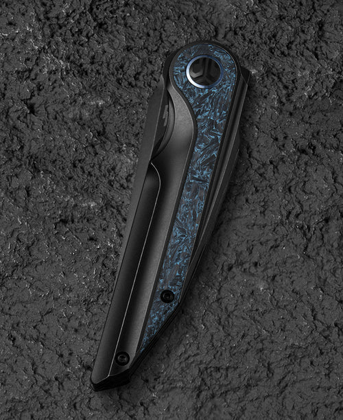 Bestech Blind Fury BT2303D M390 Blade Titanium and Sky Blue Marble Handle Frame Lock Folding Knife