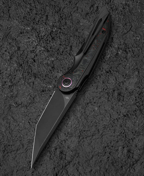 Bestech Blind Fury BT2303E M390 Blade Titanium and Red Marble Handle Frame Lock Folding Knife