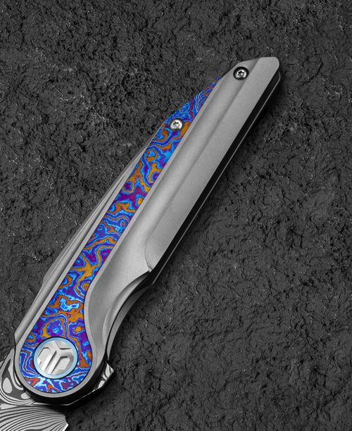 Bestech Blind Fury BT2303G Damasteel Blade Titanium and Timascus Handle Frame Lock Folding Knife