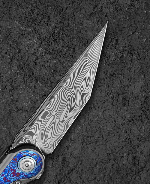 Bestech Blind Fury BT2303G Damasteel Blade Titanium and Timascus Handle Frame Lock Folding Knife