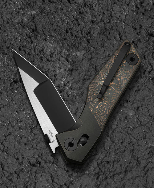 Bestech Cetus BT2304D M390 Blade Titanium+Copper Carbon Fiber Handle Crossbar Lock Folding Knife