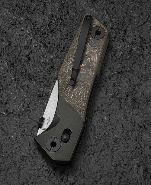 Bestech Cetus BT2304D M390 Blade Titanium+Copper Carbon Fiber Handle Crossbar Lock Folding Knife