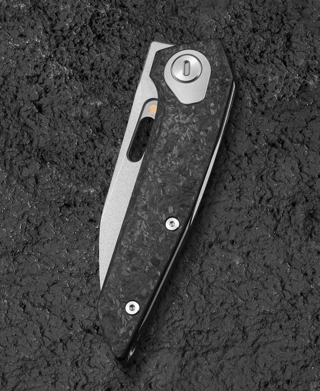 Bestech VK-VOID BT2305B Satin Elmax Blade Titanium+Carbon Fiber Handle Frame Lock Folding Knife