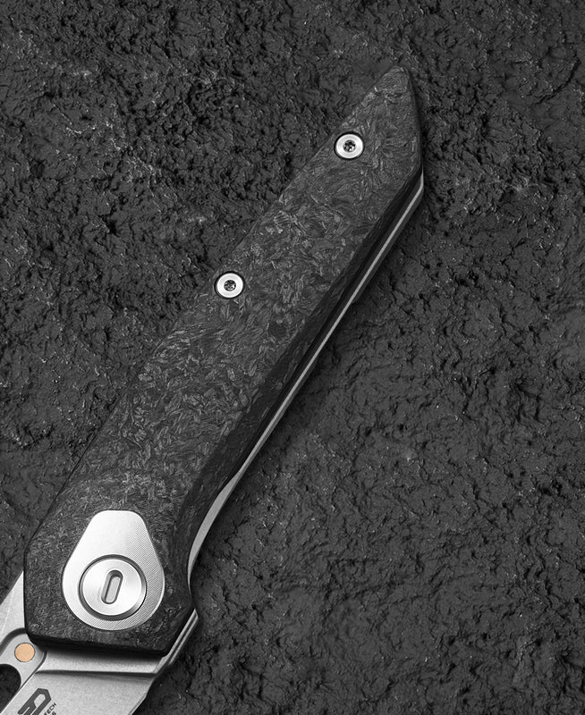 Bestech VK-VOID BT2305B Satin Elmax Blade Titanium+Carbon Fiber Handle Frame Lock Folding Knife