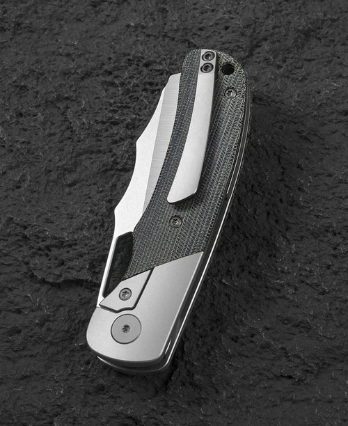 Bestech SYN BT2306B Elmax Blade Titanium+Micarta Handle Frame Lock Folding Knife