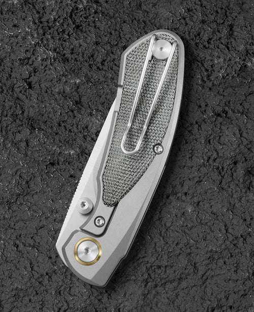 Bestech Lito BT2307A M390 Blade Titanium+Black Canvas Micarta Inlay Handle Frame Lock Folding Knife