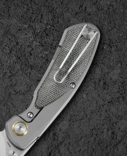 Bestech Lito BT2307A M390 Blade Titanium+Black Canvas Micarta Inlay Handle Frame Lock Folding Knife