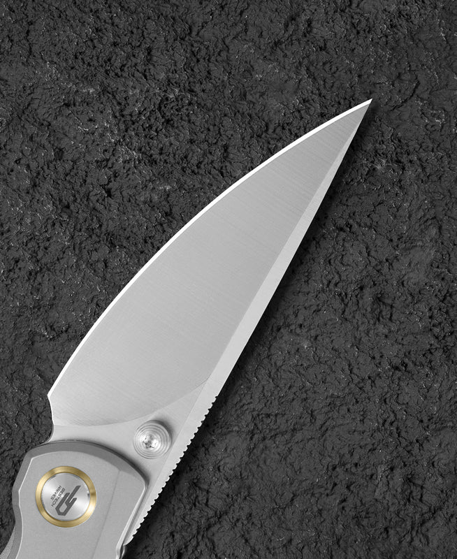 Bestech Lito BT2307B M390 Blade Titanium+Natural Canvas Micarta Inlay Handle Frame Lock Folding Knife