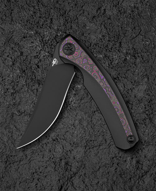 Bestech Sambac BT2402B MagnaCut Blade Titanium+Fat Carbon Fiber Handle Frame Lock Folding Knife