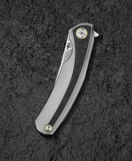 Bestech Sambac BT2402C MagnaCut Blade Titanium+Fat Carbon Fiber Handle Frame Lock Folding Knife