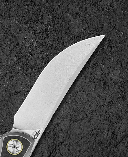 Bestech Sambac BT2402C MagnaCut Blade Titanium+Fat Carbon Fiber Handle Frame Lock Folding Knife