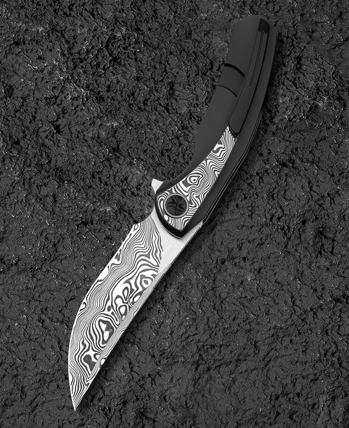 Bestech Sambac BT2402E Damascus Blade Titanium+Damascus Handle Frame Lock Folding Knife