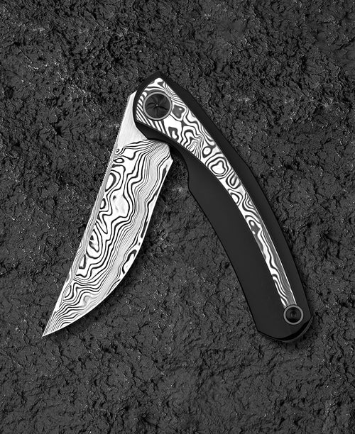 Bestech Sambac BT2402E Damascus Blade Titanium+Damascus Handle Frame Lock Folding Knife