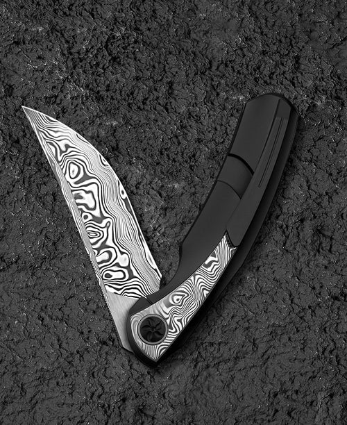 Bestech Sambac BT2402E Damascus Blade Titanium+Damascus Handle Frame Lock Folding Knife