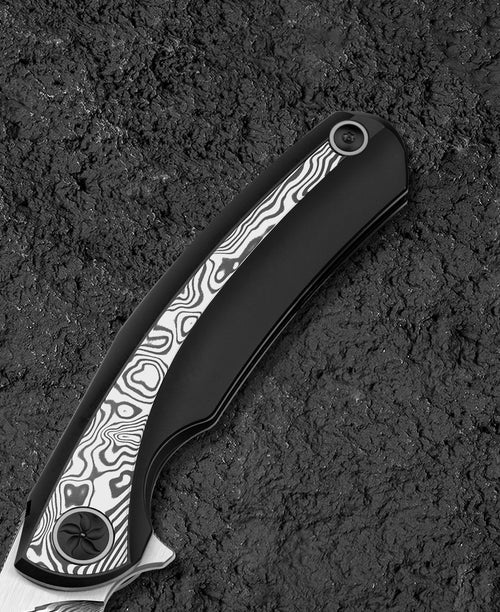 Bestech Sambac BT2402E Damascus Blade Titanium+Damascus Handle Frame Lock Folding Knife