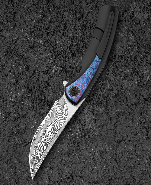 Bestech Sambac BT2402F Damascus Blade Titanium+Timascus Handle Frame Lock Folding Knife